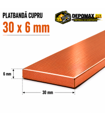 Platbanda cupru 30 x 6 mm – lungime 4 metri – EN Cu-ETP